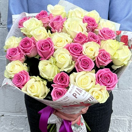 Букет "Розалита" из белых и розовых роз - заказать с доставкой в Набережных Челнах